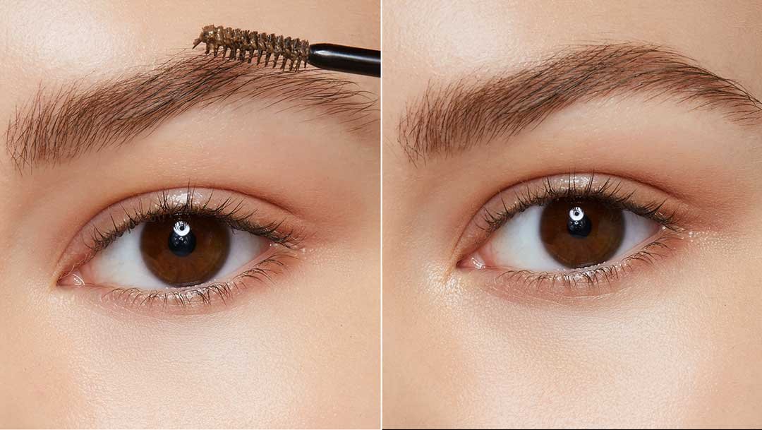 Close up of woman applying Maybelline Brow Fast Sculp on eyebrows 